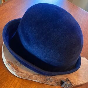 Vintage Cedarbrook Navy Deluxe Velour Cloche Hat